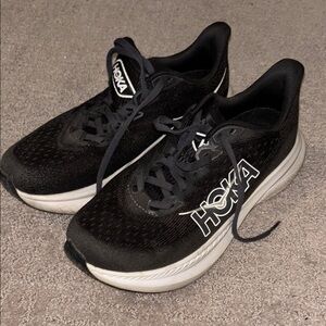 Hoka Mach 6 Black and White Athletic Shoes